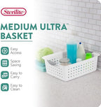 Sterilite Medium Ultra™ Basket, Open Plastic Storage Bin, White, 6 Pack - Image 3
