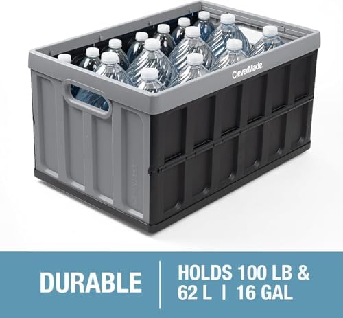 Collapsible Storage Bin (With Lid) (100% Recycled) - 62L - Obsidian (3PK) - Image 4