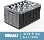 Collapsible Storage Bin (With Lid) (100% Recycled) - 62L - Obsidian (3PK) - Image 4