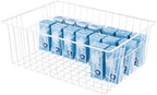 16" L x 12" W Wider Freezer Storage Organizer Baskets Container, Deep Metal Wire Chest Upright Refrigerator Divider Bins with Built-in Handles for Cabinet, Pantry, Closet, Kitchen, Pearl White - Image 3