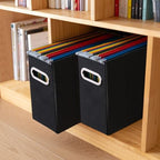 6 Packs Letter Size File Organizer, File Folders Organizer, Fabric Storage Box, Collapsible Paper Organizer with Metal Handle, Smooth PVC Rails, Only Box (Black) - Image 7