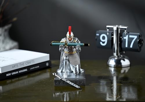 Roman Praetorian Prefect Warrior Knight Pen Holder Desk Ornament Silver - Image 4