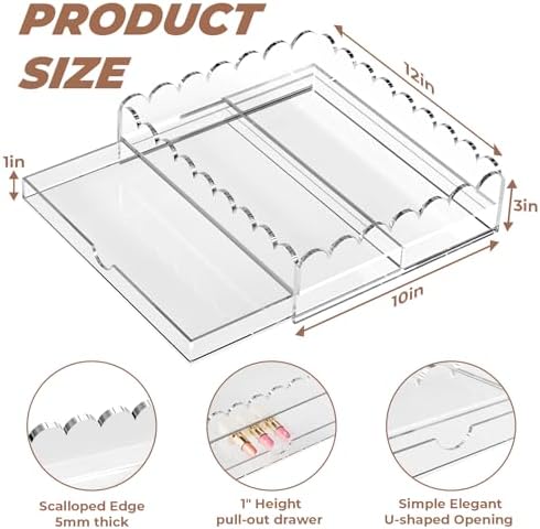 Scalloped Acrylic Tray, 10 x 12 Inch Acrylic Organizer Tray Insert 1” Height Drawer for Vanity Makeup Lipstick Bathroom Countertop, Clear Decorative Tray for Insert Needlepoint Customizable Home Decor - Image 3