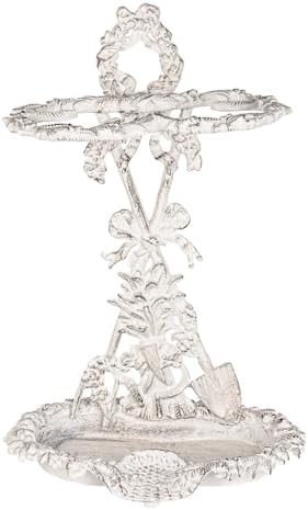Sungmor Cast Iron Umbrella Stand with Drip Tray - Victorian & Vintage White by Sungmor