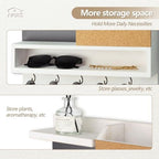 Key Holder for Wall Mount with Mail Organizer, Farmhouse Key Holder for Wall with Shelf, Chalkboard&Corkboard, Entryway Organizer 11 Metal Hooks, Decorative Natural Pine Wood, 14.6*11.1*3.3”, B-White - Image 2