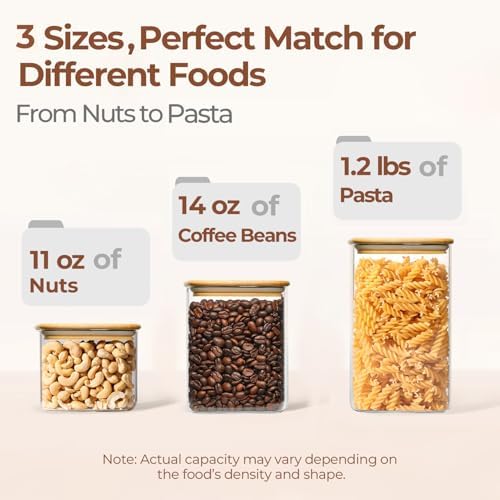 ComSaf Glass Pantry Storage Containers (0.7qt/1.2qt/1.6qt) Set of 6 Jars - Image 3