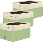 BALEINE 3 Pack Fabric Closet Storage Bins for Shelves, Linen Closet Organizers and Storage, Decorative Baskets for Organizing, Shelf, Clothes, Home, Office (Green, 17''x13''x10.5'') by BALEINE