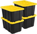 Sterilite Industrial Storage Tote with Lids for Garage, 27 Gallon, 4-Pack by Sterilite