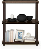 Furinno TURN-S-TUBE Storage Shelves, 3-Tier Book Shelf, Corner Shelf, Toolless Open Shelves, for Organization and Storage, Living Room, Garage, Home Office, Walnut - Image 5