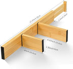 EcoFives Adjustable Bamboo Drawer Dividers with Inserts, Expandable Spring-Loaded Drawer Organizer for Kitchen, Clothes, Tools, Silverware, Bamboo Organizer Separators - 6 Large Pieces - Image 4