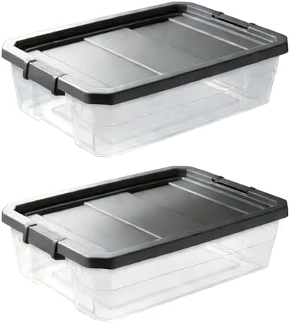 2 Pack 40 Quart Storage Bins with Lids, Underbed Plastic Storage Containers by Unknown