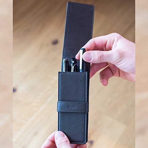 DiLoro Leather Triple Pen Case Pencil Pouch Holder for Three Fountain Ballpoint Rollerball Pens and Pencils - Image 5