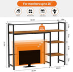 Snughome Desk Shelf, 38.6" Desktop Organizer Shelf, Desk Hutch for Computer Monitor, 4 Tier Desk Display Rack, Wood Desktop Bookshelf Storage Rack for Home Office Dorm, Rustic Brown - Image 3