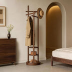 Coat Rack Freestanding, Solid Wood Coat Tree with 6 Hooks and 3 Storage Shelves for Bedroom, Entryway Living Room, Office, Corner Hanger Stand for Purse, Bag, Jacket, Hat - Image 5