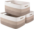 OIASKET Large Storage Basket for Organizing, Woven Rope Basket for Shelves, Closet Organizer Bins for Clothes, Blanket, Toys, Baby Nursery Storage, 17.7" x 13" x 7.87", 3 Packs Gradient Yellow by OIASKET