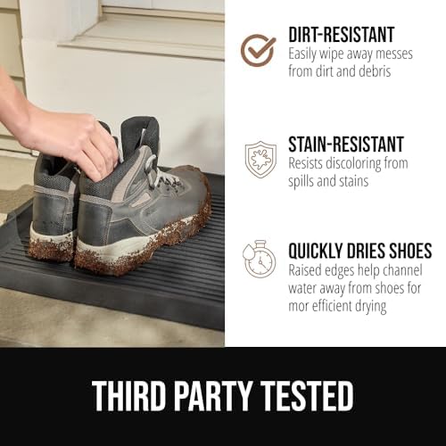 GORILLA GRIP Boot Tray for Shoes, Natural Rubber Door Mat, 48x16 Black - Image 6