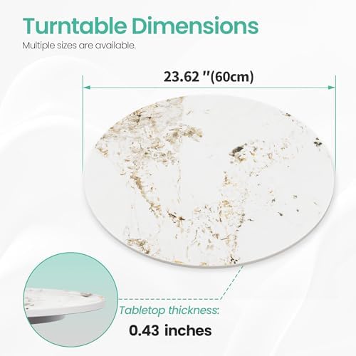 ZL ZELing 23.6" Lazy Susan Turntable – 360° Sinteredstone Silent Anti-Slip Turntable, Table Top Centerpiece for Kitchen, Pantry, Spice Rack, Refrigerator & Dining Table, Brown - Image 3