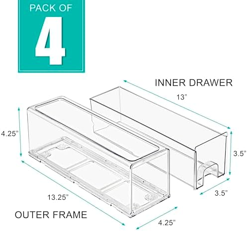 Sorbus Clear Storage Drawers for Refrigerator with Handles (Small, 4 Pack) - Image 3