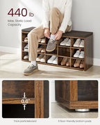 VASAGLE Shoe Bench with Cushion, 15 Compartments, 11.8 x 41.3 x 18.9 Inches - Image 5
