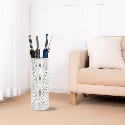 Concepts 21 inch Heavy Duty Metal Umbrella Stand - Durable Storage Holder for Umbrellas - Indoor and Outdoor Use - Stylish and Modern Organizer for Entryways. (White Lace) by DHDByConcepts