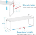 15.5 to 25.5 Inch Kitchen Cabinet Shelf Organizers, Adjustable Kitchen Counter Shelf Organizer, Set of 3 Expandable Countertop Storage Shelves, Stackable Design, 30LBS Heavy Duty, Space Saver - Image 2