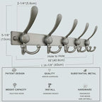 Dseap Coat Rack Wall Mount, Heavy Duty 12-Gauge Base vs Flimsy 1mm, Double-Thick Solid Anti-Snap Hooks, 16” Stud-Mount, Stainless Steel Hanger for Clothes Hat Entryway Closet, Grey, Pack of 2 - Image 3