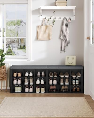Hzuaneri Shoe Storage Bench with Cushion, Storage Bench with 18 Cubbies - Image 3