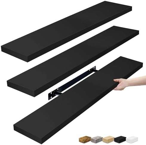 Sorbus Floating Shelves for Wall Storage (35 Inch, 3 Pack, Black) by Sorbus