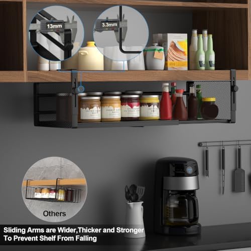 AmonHouseware 2Pack Expandable Under Shelf Storage Basket Organizer,Black - Image 5