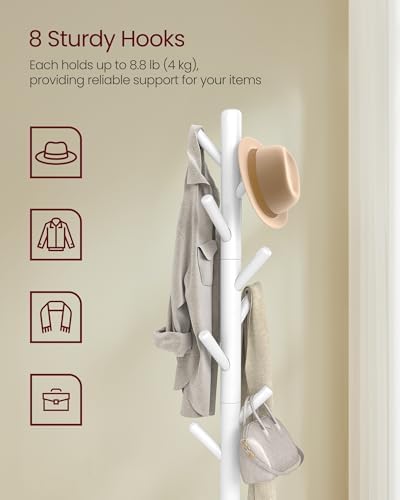 VASAGLE Coat Rack Freestanding, 8 Hooks, Storage Shelf, 69.2 Inch Tall - Image 6