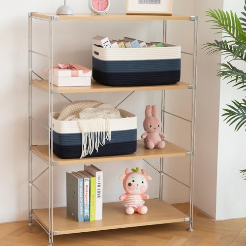 OIASKET Large Storage Basket for Organizing, Woven Rope Basket for Shelves, Closet Organizer Bins for Clothes, Blanket, Toys, Baby Nursery Storage, 17.7" x 13" x 7.87", 2 Packs Gradient Blue - Image 6
