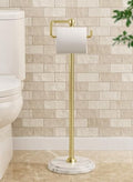 KES 26" H Anti-Wobble Toilet Paper Holder Stand with Weighted Base, 18/8 Stainless Steel Free Standing Toilet Paper Holder with Rust-Resistance Upgrade, Vintage Brushed Gold, BPH235-BZ by KES