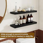 Dreamland 24Inch Floating Shelves for Wall, Rustic Wooden Black Floating Shelves for Bathroom|Bedroom|Kitchen, Deep Wall Mounted Book Shelf, Wood Storage Display Shelf for Home Decor, Set of 2 - Image 4