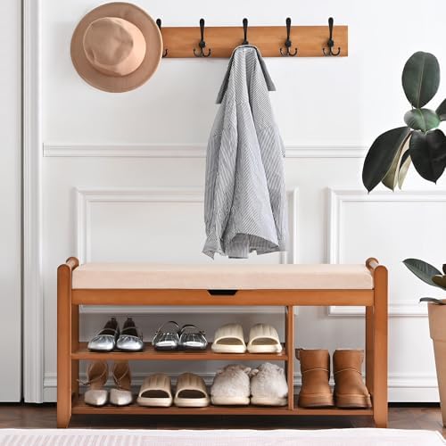 39.4in Shoe Bench with Coat Rack, Entryway Shoe Rack Organizer for Hallway - Image 7