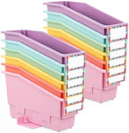 gisgfim 12 Pcs Non-Tip Book Bins with Stabilizer Wings (Pastel) by gisgfim