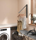 Dr.DJ Clothes Drying Rack with Rod, Wall-Mounted Retractable & Foldable Clothes Hanger for Laundry Room Organization and Storage, Metal Clothes Hanger Rack for Dorm, Closet, Balcony 2Rack, 1Rod Black - Image 5