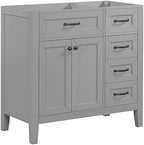 Flieks 36" Bathroom Vanity Without Sink, Cabinet Base Only, Bathroom Cabinet with Drawers, Solid Frame and MDF Board, Grey by Flieks