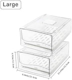 Refrigerator Drawers Pack of 2 With Pull Out Stackable Fridge Organizer Bins, Clear Cabinet Organizers for Kitchen Pantry Food Containers Produce Storage (2 Drawer,Large) - Image 5