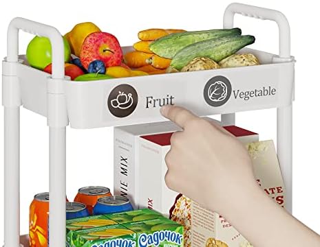 5 Tier Rolling Cart with Wheels, Utility Storage Carts,White - Image 2