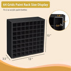 Krafetto 64-Grid Paint Organizer for 2 Oz Bottles, Wall Mount, Black - Image 2