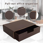 Stackable Organizer Drawer Classic Brown Pu Leather Handmade,Organize Home Office Desk Accessories and Sort Letter-Size Paper/a4 Document,Desk Caddy with Drawers Storage Box,13.1x10x3.7inches - Image 6