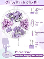 76Pcs Purple Desk Accessories Set, Office School Supplies for Women Girls - Image 4