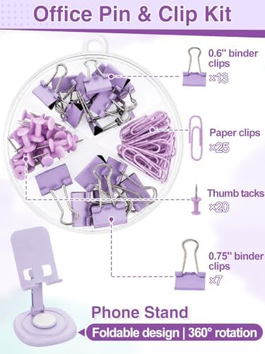 76Pcs Purple Desk Accessories Set, Office School Supplies for Women Girls - Image 4
