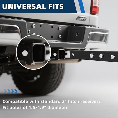 EliteShade USA Trailer Hitch Patio Umbrella Holder for 2 Inch Receiver, Heavy Duty Truck Hitch Umbrella Stand Mount for SUV, RV, Tailgate Parasol Holder for Camping, Sports, Fits 1.5"-1.9" Poles - Image 6