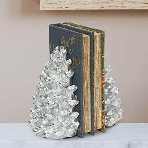 Creative Co-Op Decorative Resin Pinecone Bookends, Silver Finish, Set of 2 by Unknown
