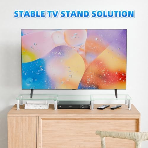 Simple Trending Glass Dual Monitor Stand, Adjustable Length/Height, Clear - Image 5