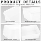 Cetomo Plastic Underwear Drawer Organizer with Lid, Lidded Storage Box for Bras, Plastic Basket for Closet and Shelf, Stackable, White (31 x 24 x 11 cm) - Image 2
