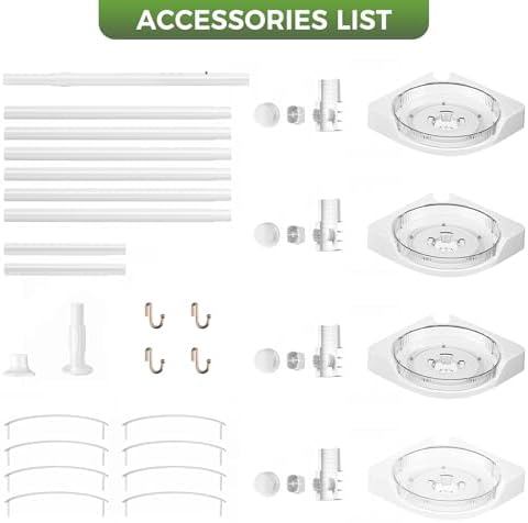Coner Shower Caddy Tension Pole with 4 Lazy Susan Bathroom Corner Organizer 360° Rotating 35-128 Inch No Drilling Floor Standing Shelves Adjustable Shower Rack for Bathroom(White) - Image 2