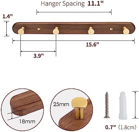Wall Mounted Coat Rack, Metal Wood with 4 Hooks - Image 2