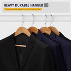 Wooden Suit Hangers 10 Pack - Heavy Duty Wide Shoulder Hangers With Non Slip Pants Holder for Men, Women, Coats, Jackets (Natural) - Image 6